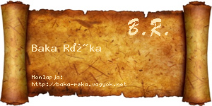 Baka Réka névjegykártya